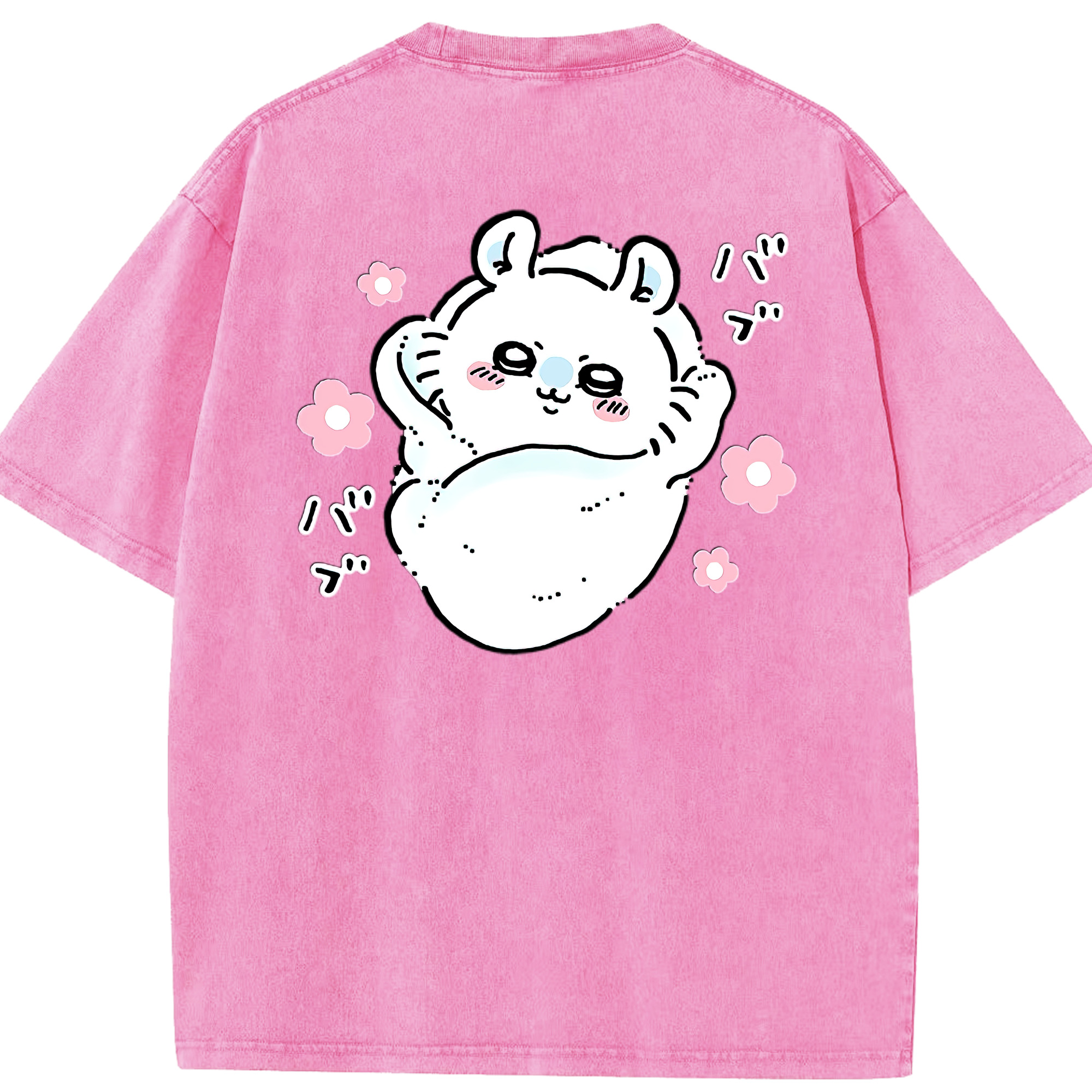 （画像用） ちいかわ モモンガ Chii-kawa Momonga 綿100% ヴィンテージ風 半袖Tシャツ（背面プリント）